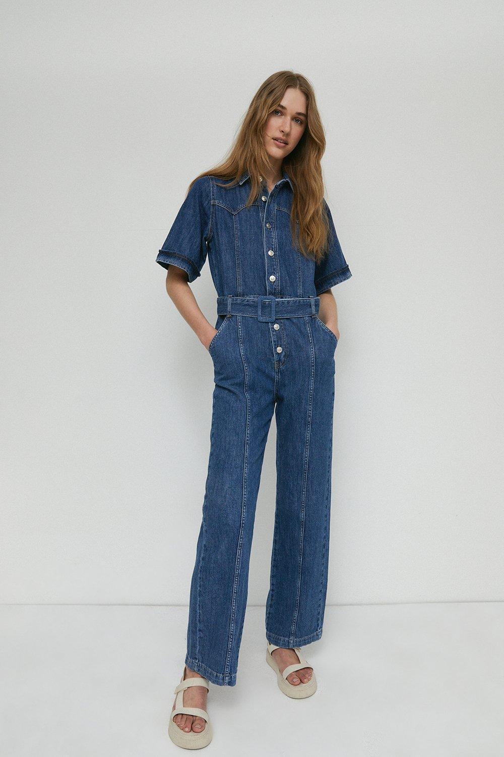 Denim jumpsuit sales warehouse